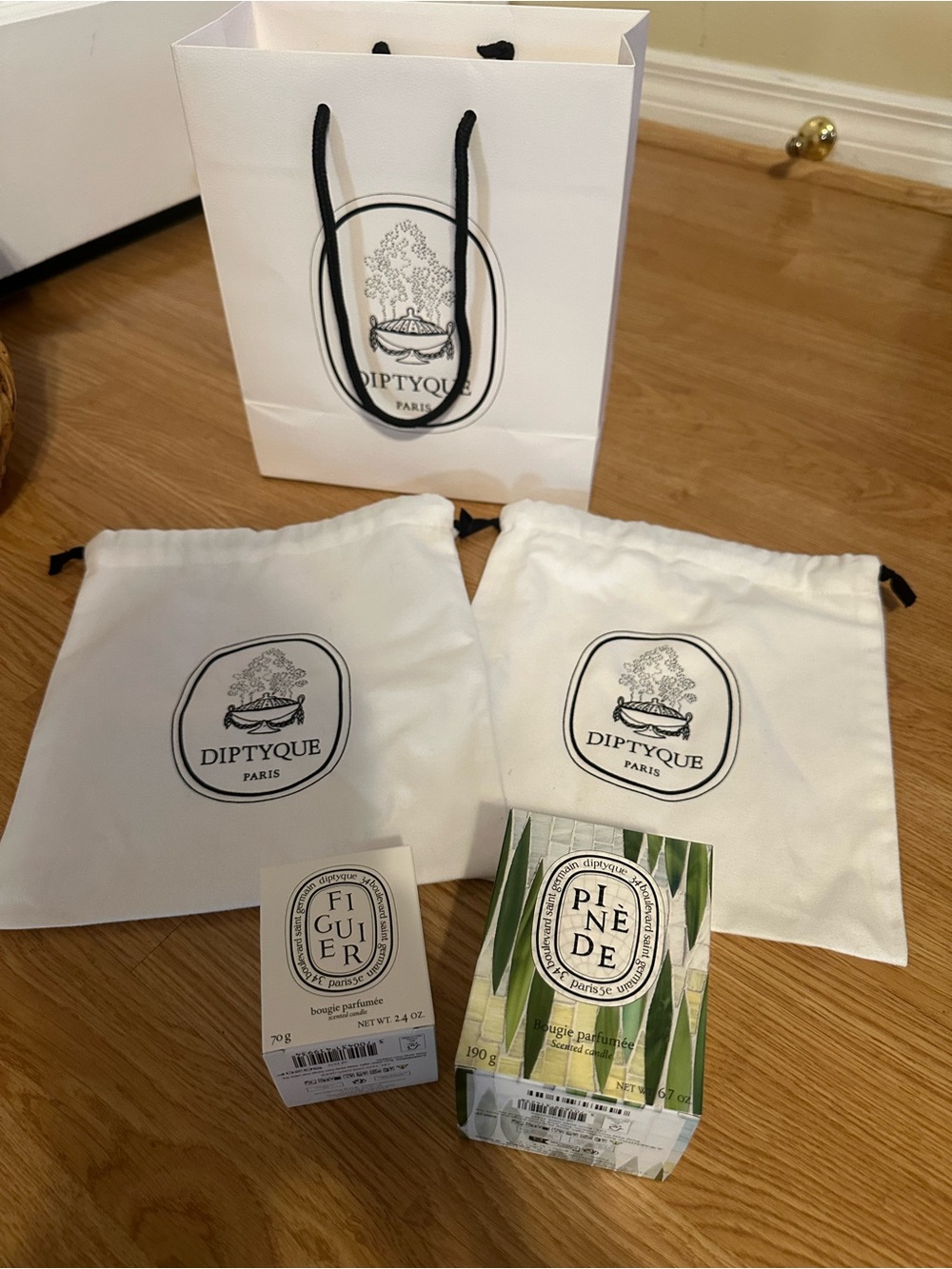 diptyque Candle boxes and duster bags